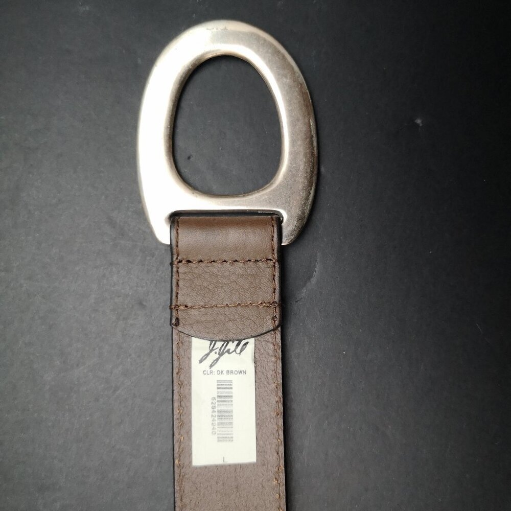 J. Jill Genuine Leather Dark Brown Size Large Silver Tone Metal Buckle Belt
